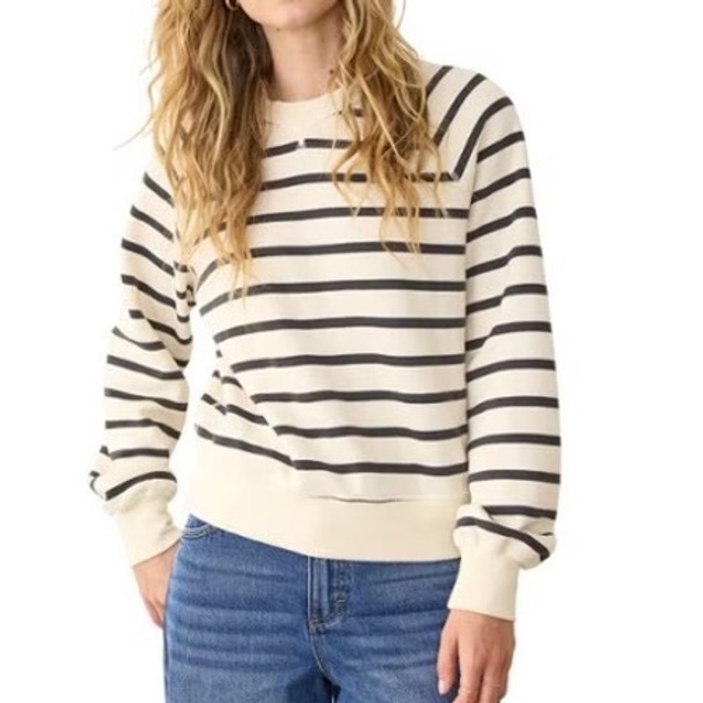 Marine‎ Layer Cloud 9 Fleece Reversible Crewneck Off-White Small New With Tags